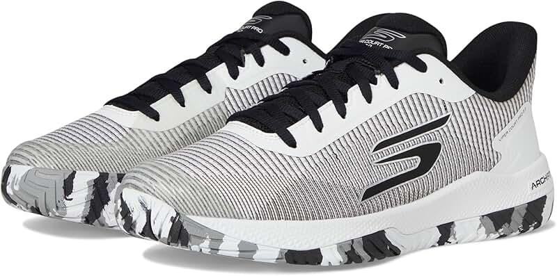 Skechers Viper Court Pro 2.0 — вид сбоку с подсветкой подошвы Goodyear