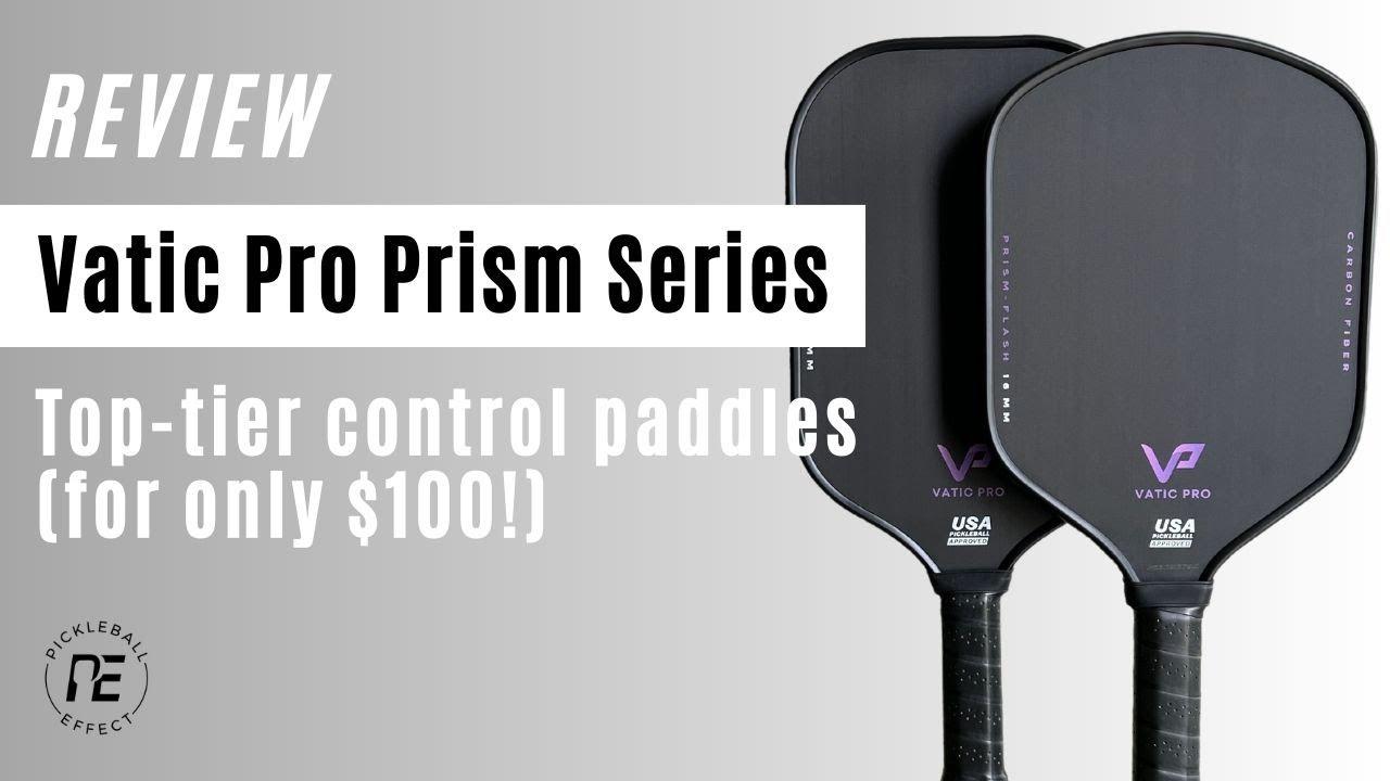 Vatic Pro Prism Flash — ракетка на фоне сетки, вид с торца для демонстрации толщины